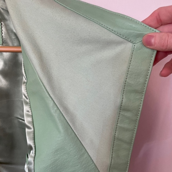 Green Leather Moto Biker Jacket XS - Picture 7 of 10